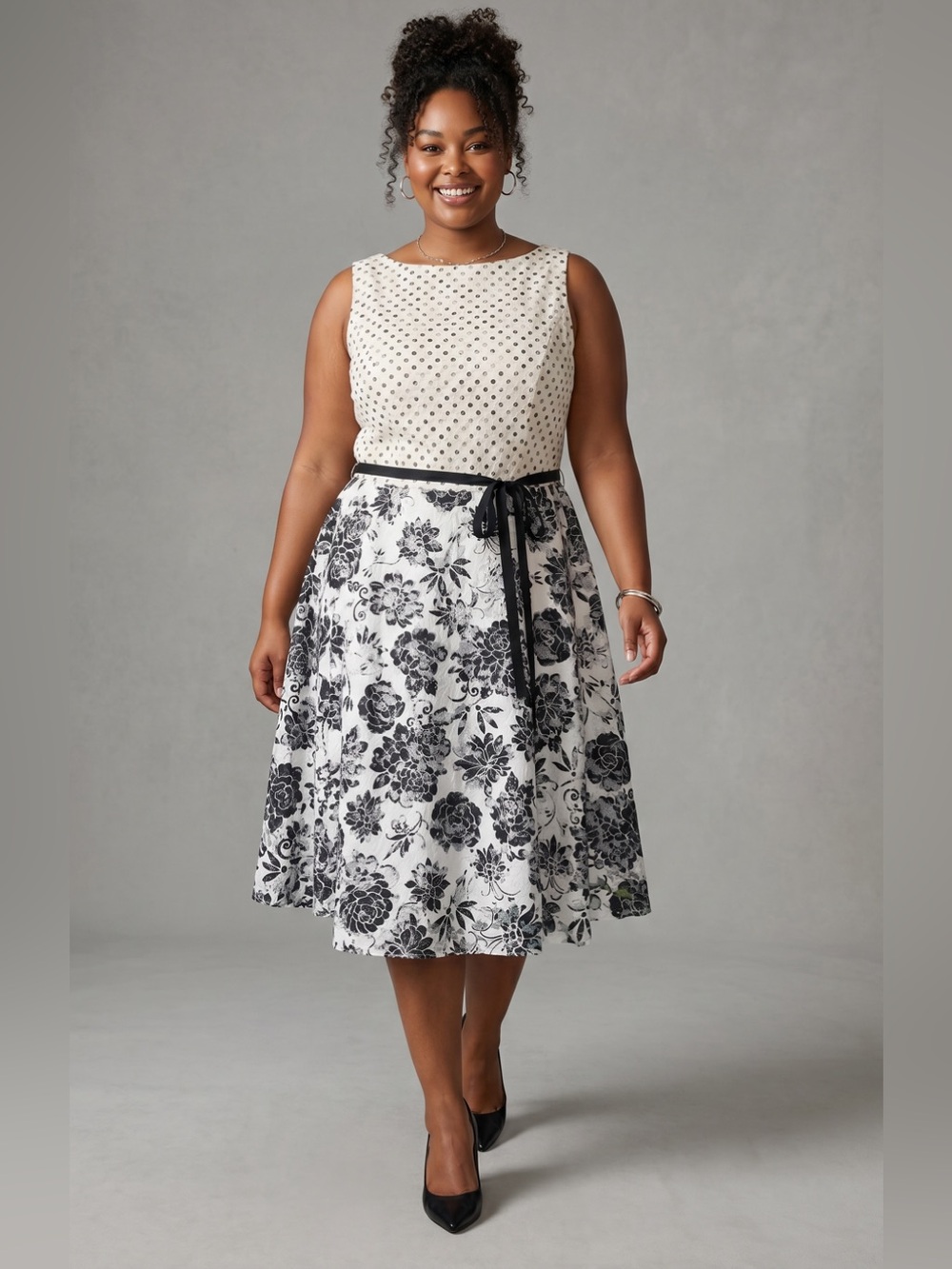 Danny and Nicole polka dot & floral dress. Size 20W GUC
